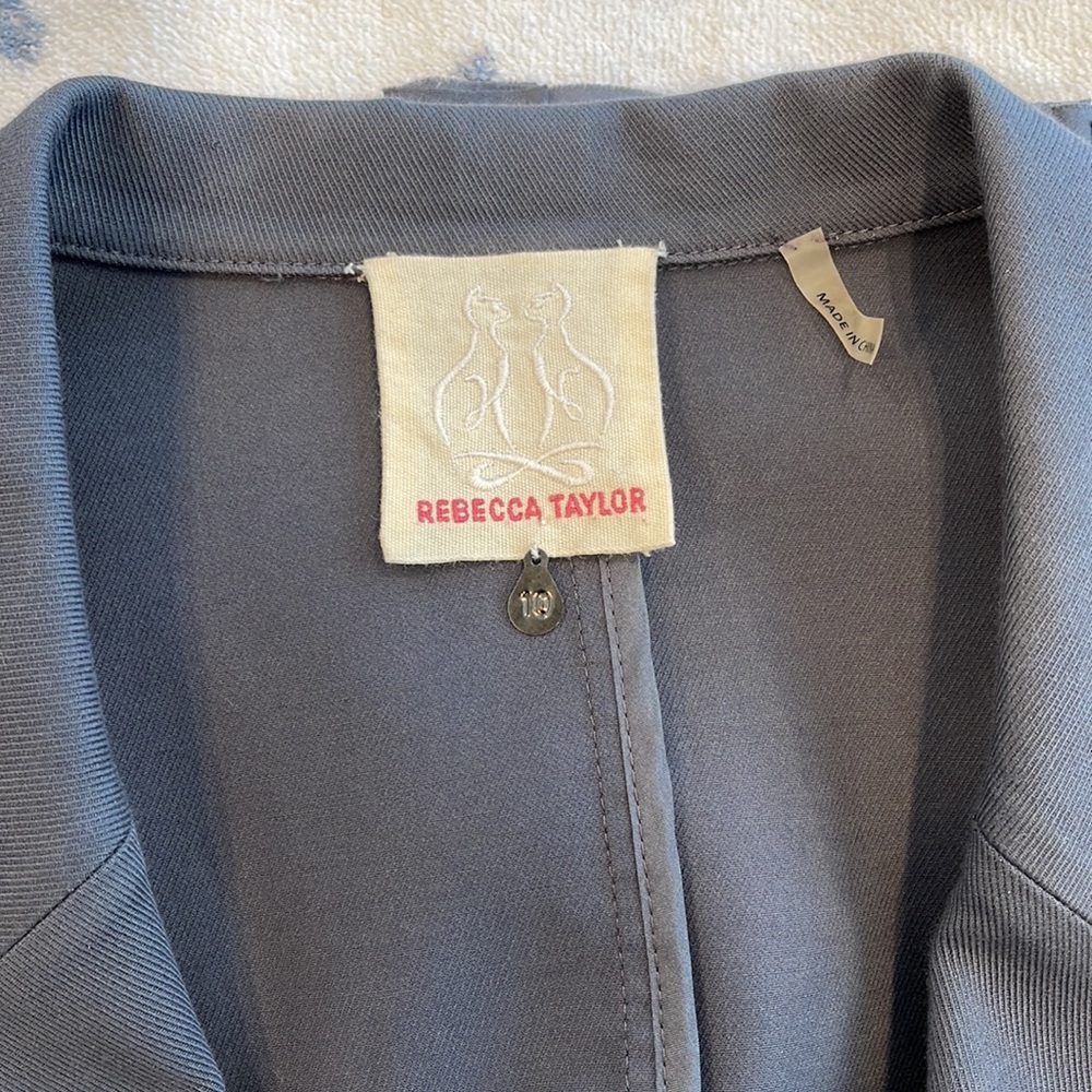 Rebecca Taylor ruffle blazer in steel grey - Picture 4 of 9